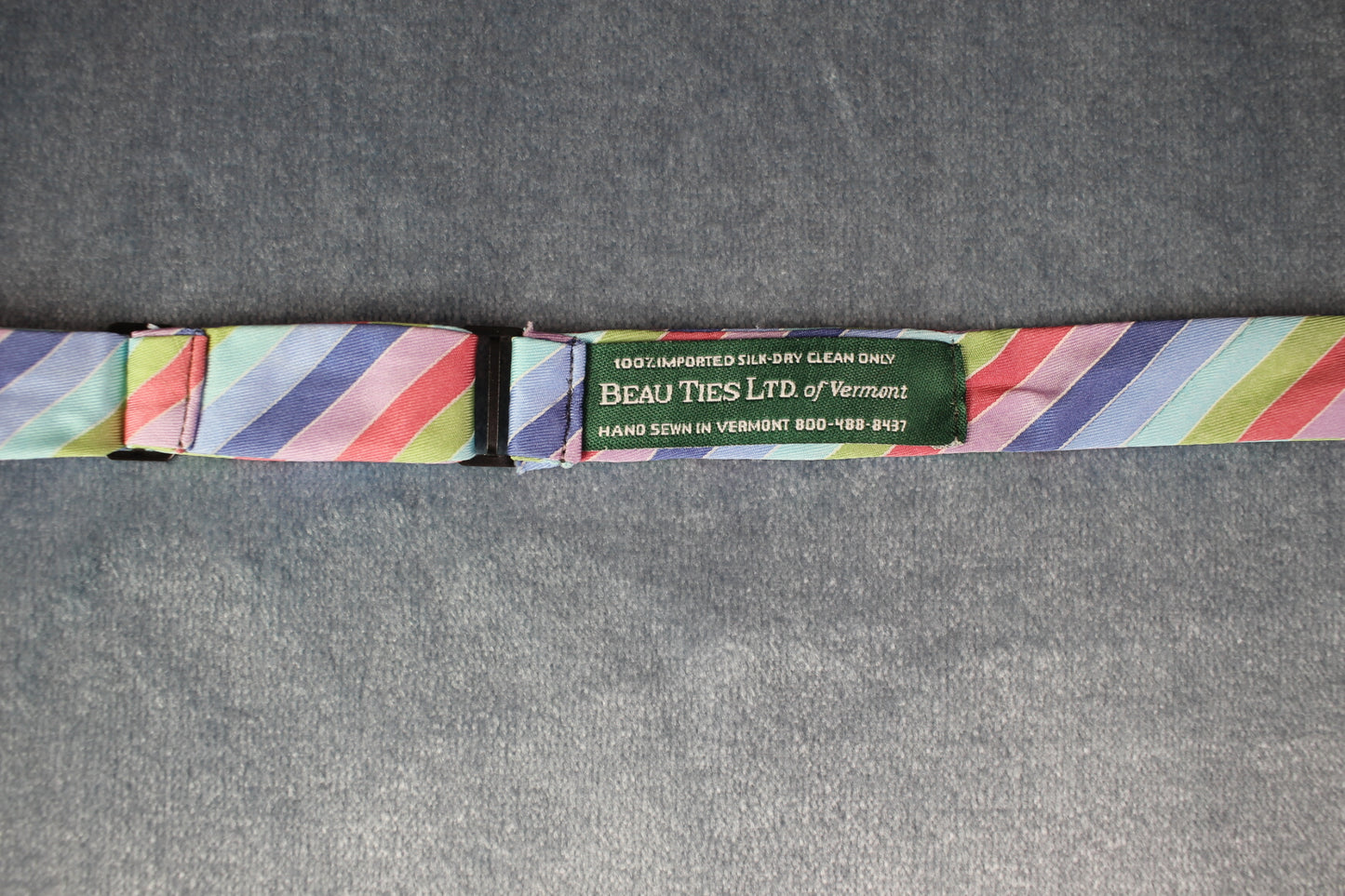 Vintage Beau Ties LTD 100% silk self tie thistle end pastel striped bow tie