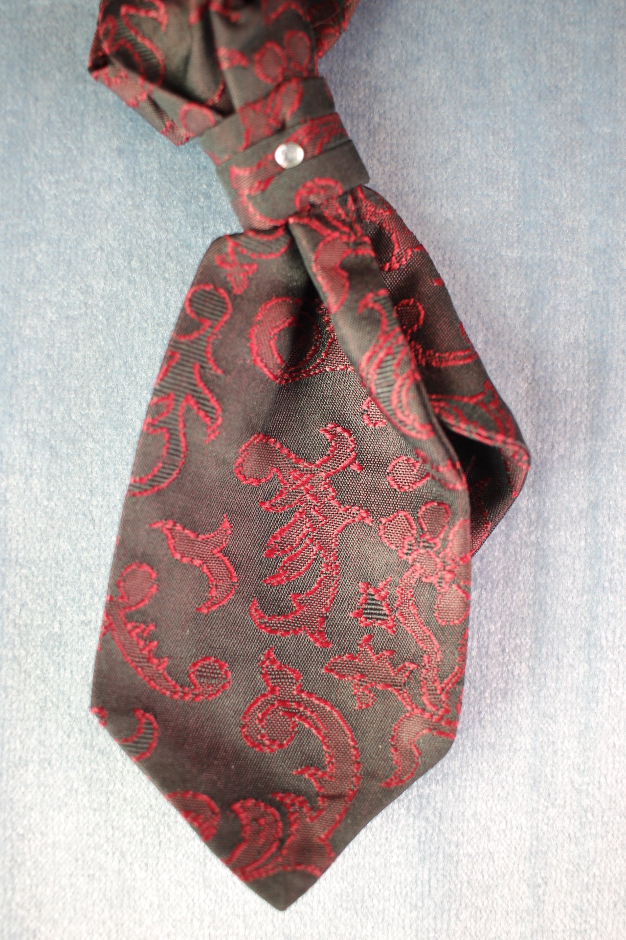 Vintage pre-tied black burgundy with diamante child's cravat