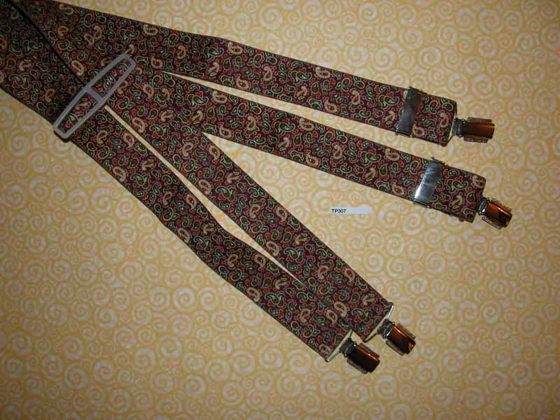 Vintage retro wide clip on elasticated paisley braces 80s Wall Street