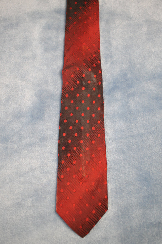 Vintage Wembley 1940s/50s red black dot fade out pattern skinny tie