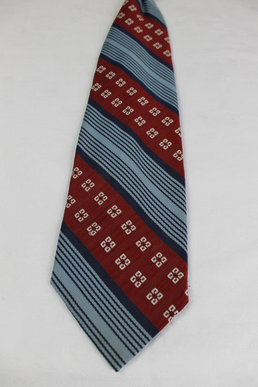 Vintage Towncraft Burgundy Blue stripes Snapper Clip On Tie 1970s