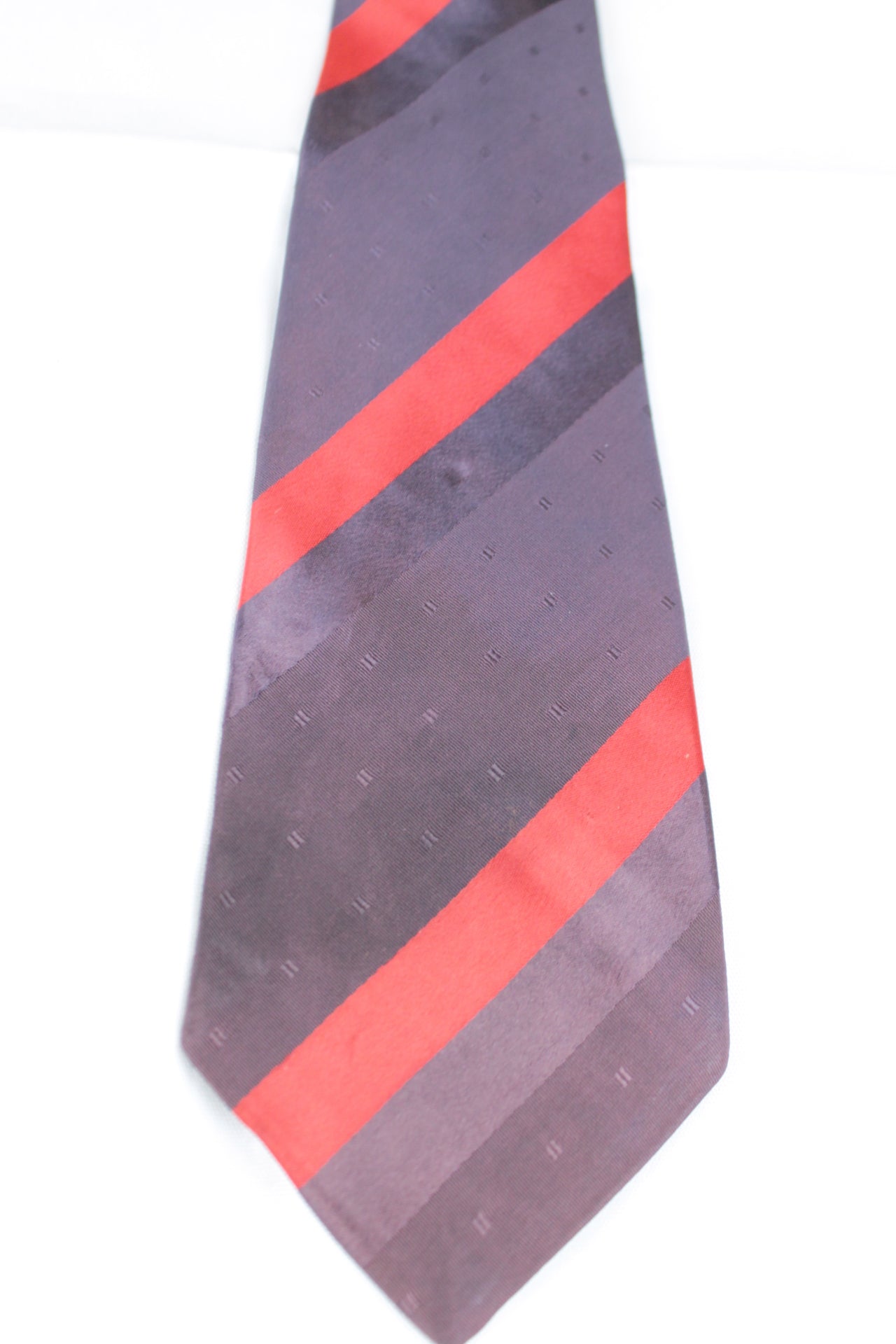 Vintage Sunshine Neckwear California Grey Purple Red Striped Tie 1930s
