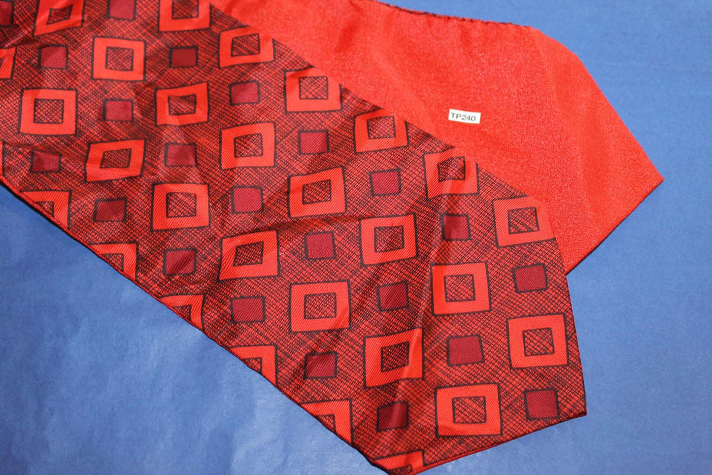 Vintage Red Black Patterned Cravat Retro Mod