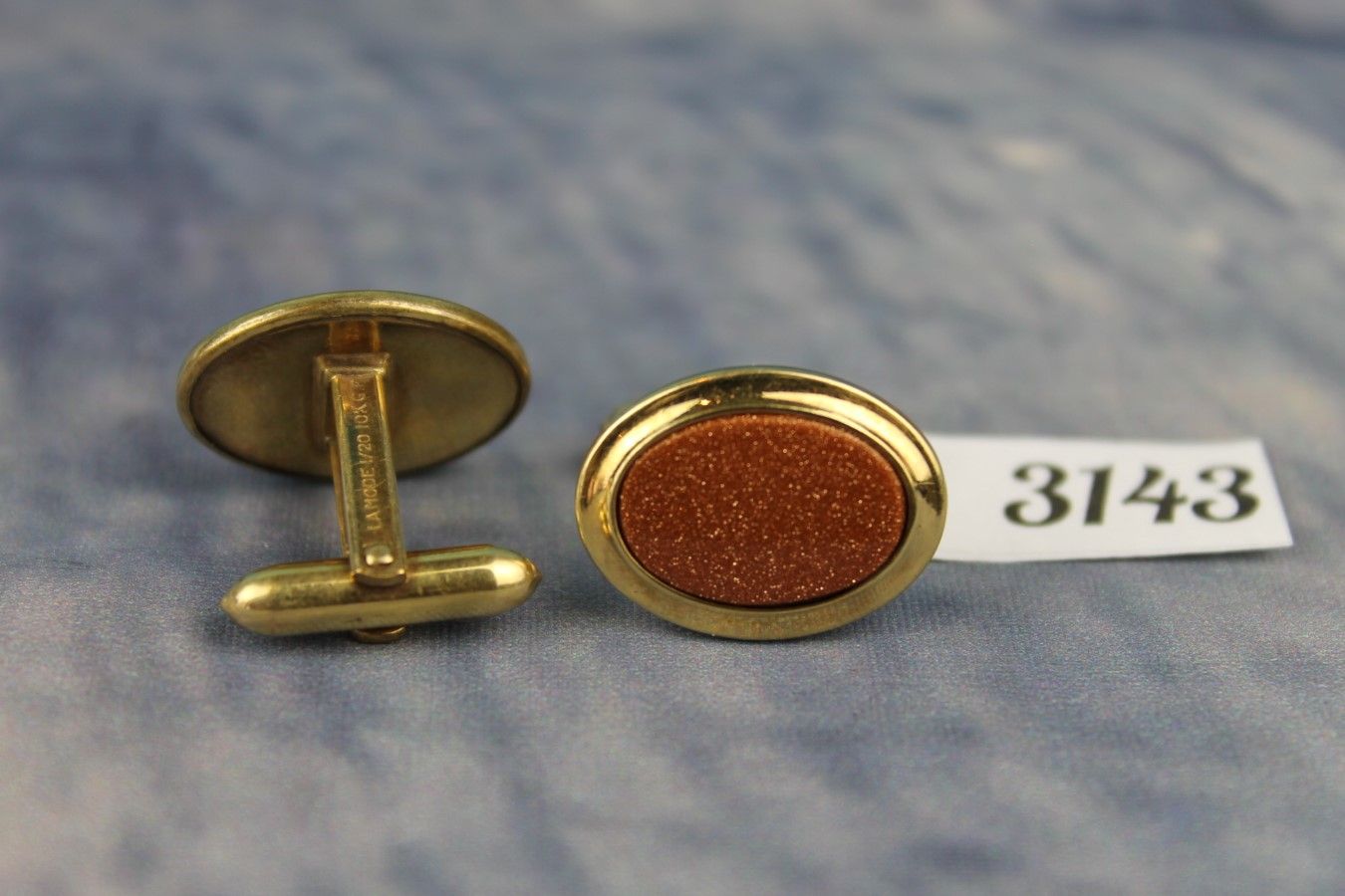Vintage La Mode 1/20 10k Gold Filled Gold Stone Cufflinks