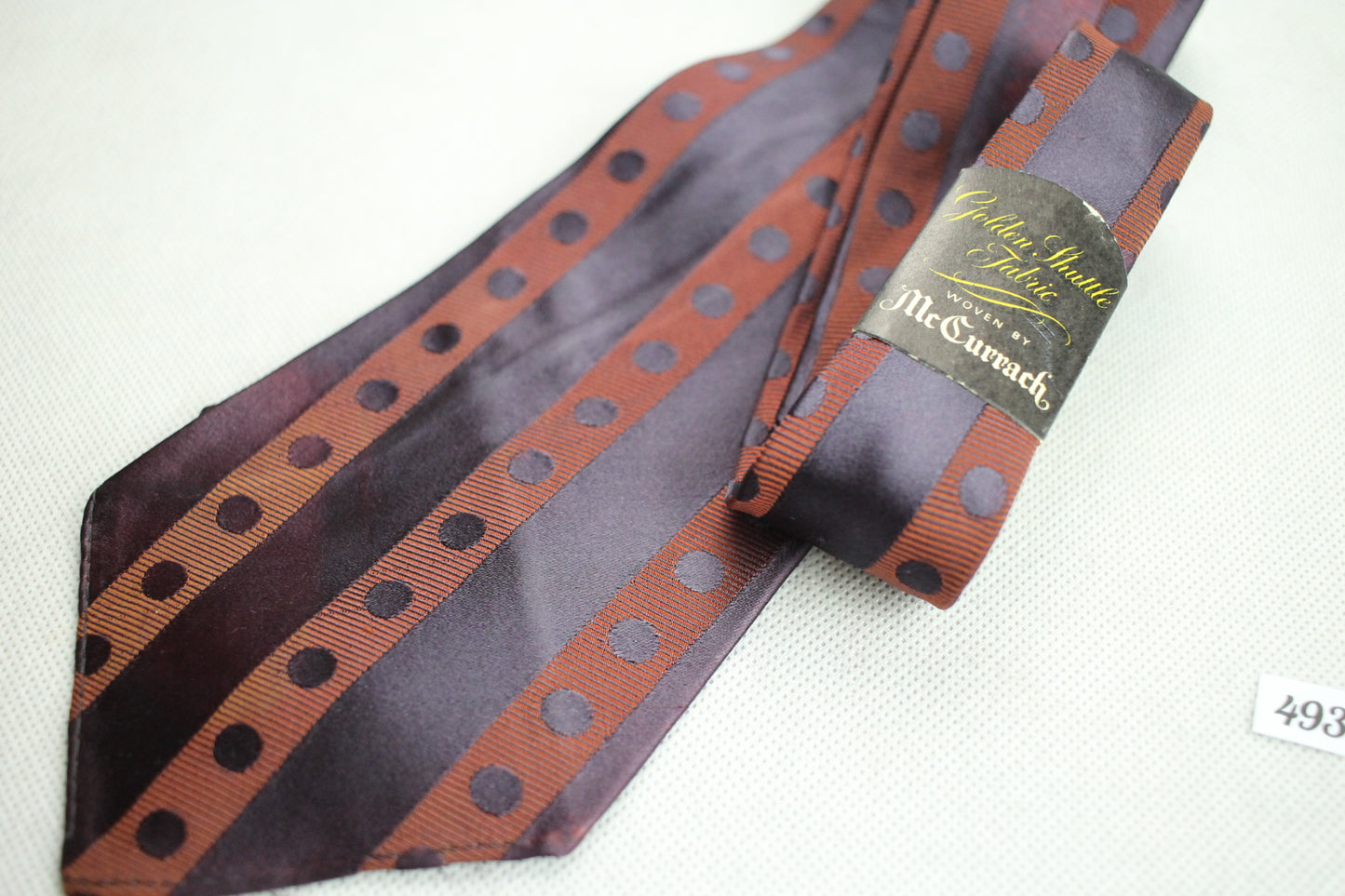 Vintage McCurrach Golden Shuttle Fabric Burgundy Purple Swing Tie 1940s/50s