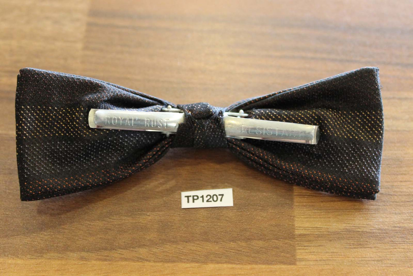 Vintage striped pattern clip on bow tie