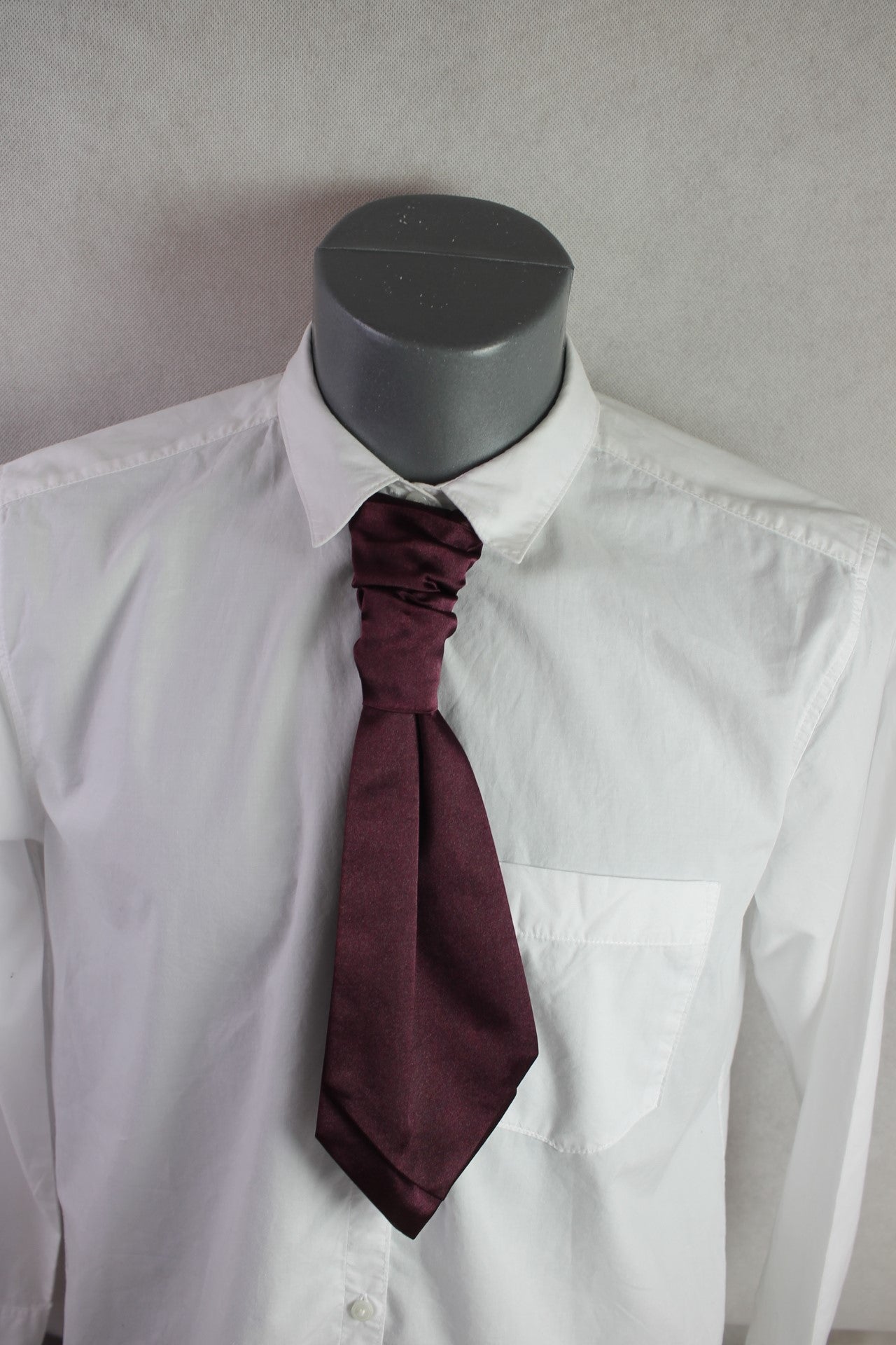 Vintage pre-tied dark red purple wedding satin cravats