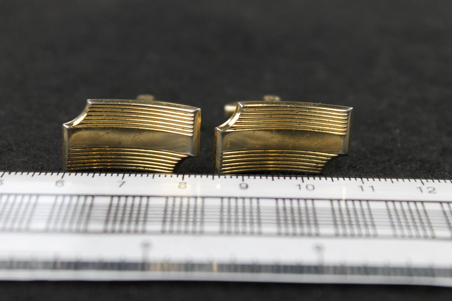 Vintage Foster Gold Metal Upward Curved Cufflinks