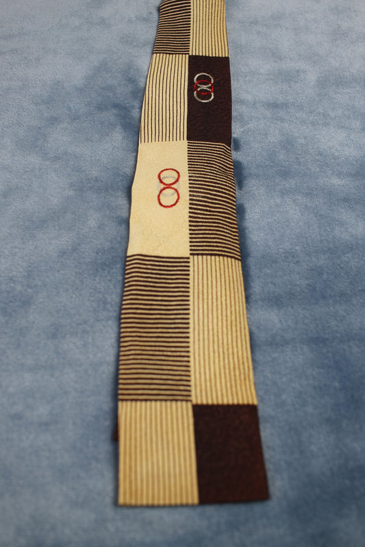 Vintage Coast to Coast Gold Brown Striped Blocks Square End Tie 1940s/50s