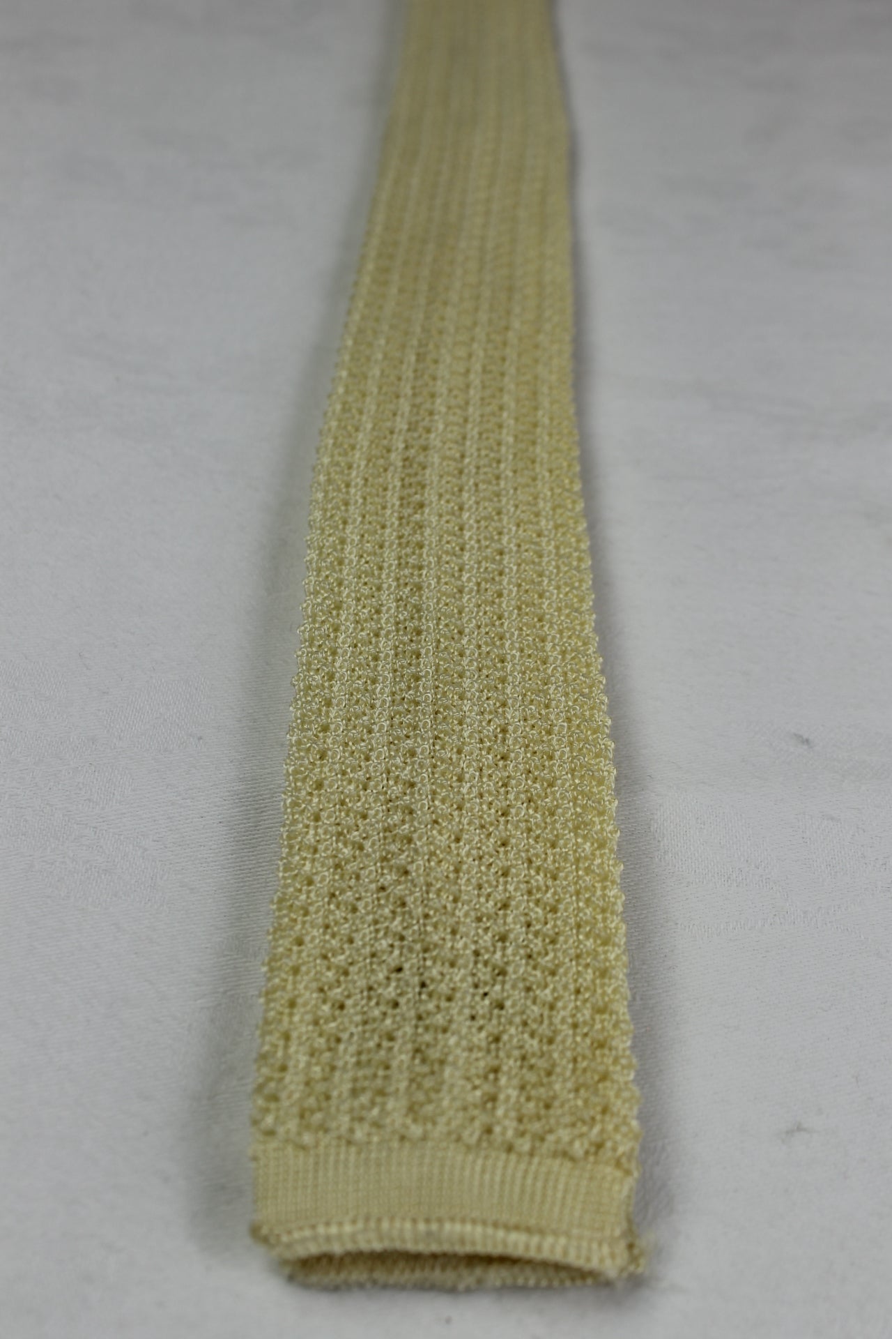 Vintage Phoenix Cream Knitted Square End Skinny Tie 1940s/1950s