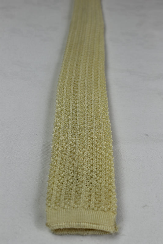 Vintage Phoenix Cream Knitted Square End Skinny Tie 1940s/1950s
