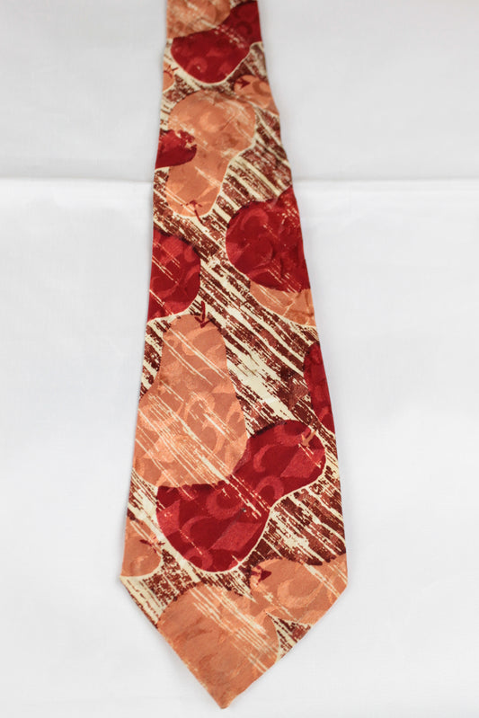 Vintage 1950s Silverwood's Oranges Reds Pear Pattern Jacquard Swing Tie