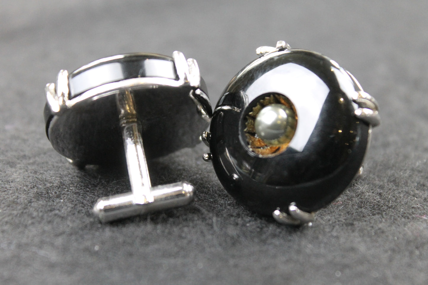 Vintage Huge Black Button Style Cufflinks