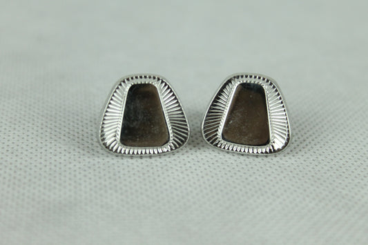 Vintage Silver Metal Trapezoid Cufflinks