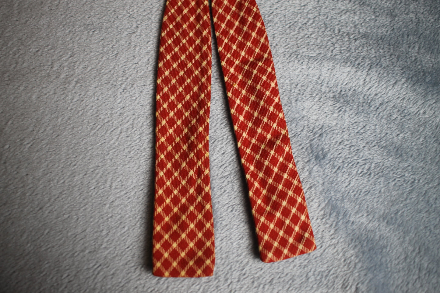 Vintage The country Store self tie paddle end red white check pattern bow tie adjustable