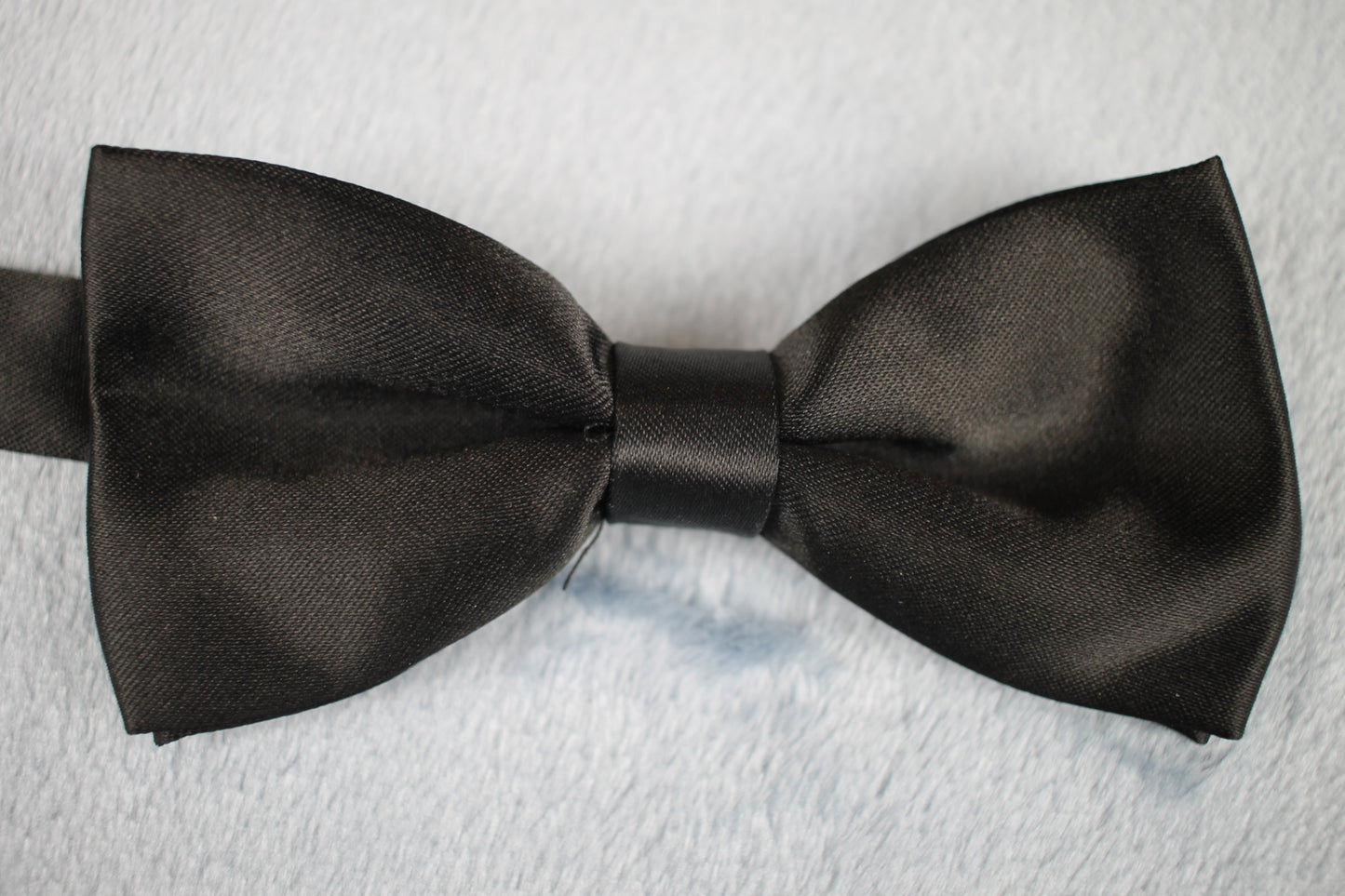 Vintage pre-tied black satin 1970s bow tie adjustable