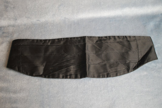 Vintage Black Satin Adjustable Pleated Cummerbund