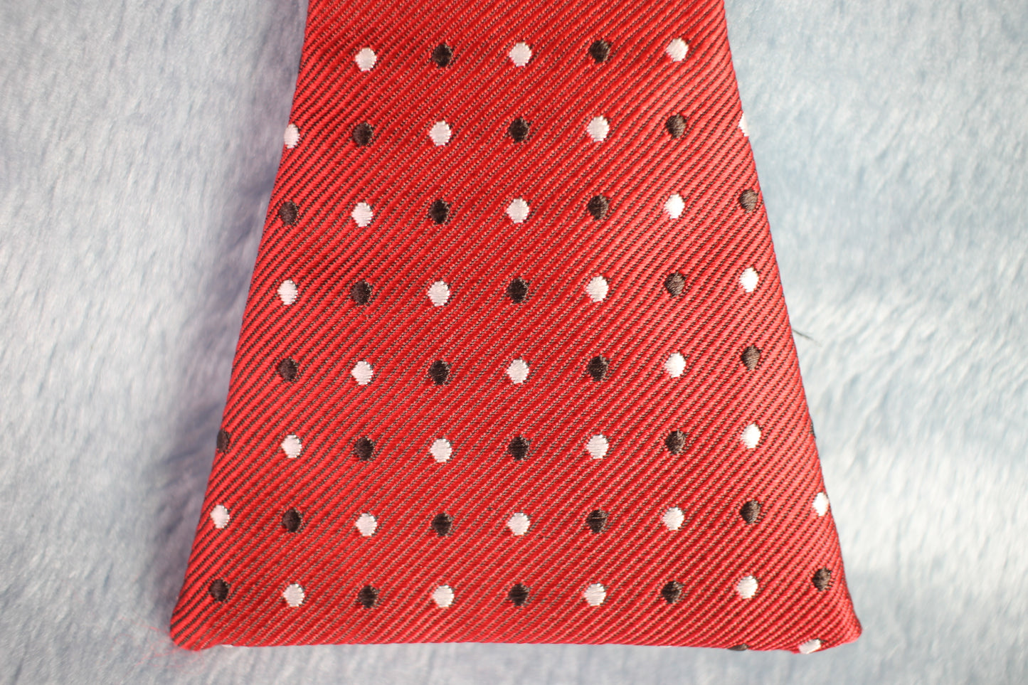 Vintage The Ellis Tie Company self tie thistle end 100% silk red black white spotted pattern bow tie adjustable