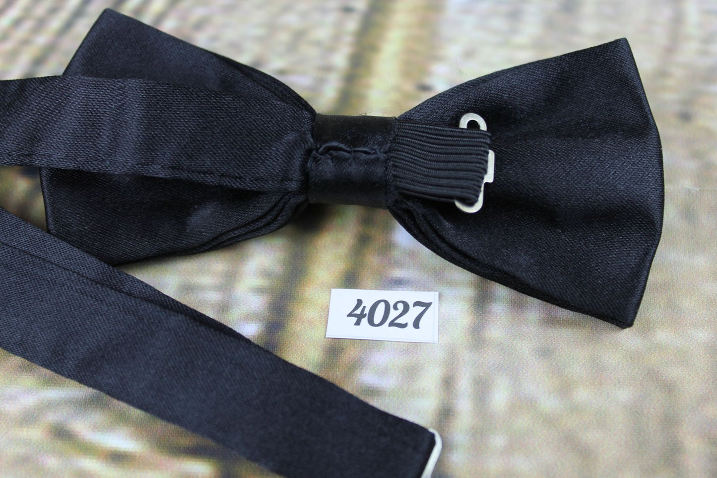 Vintage Classic Black Satin Pre-Tied Bow Tie Adjustable to Fit All