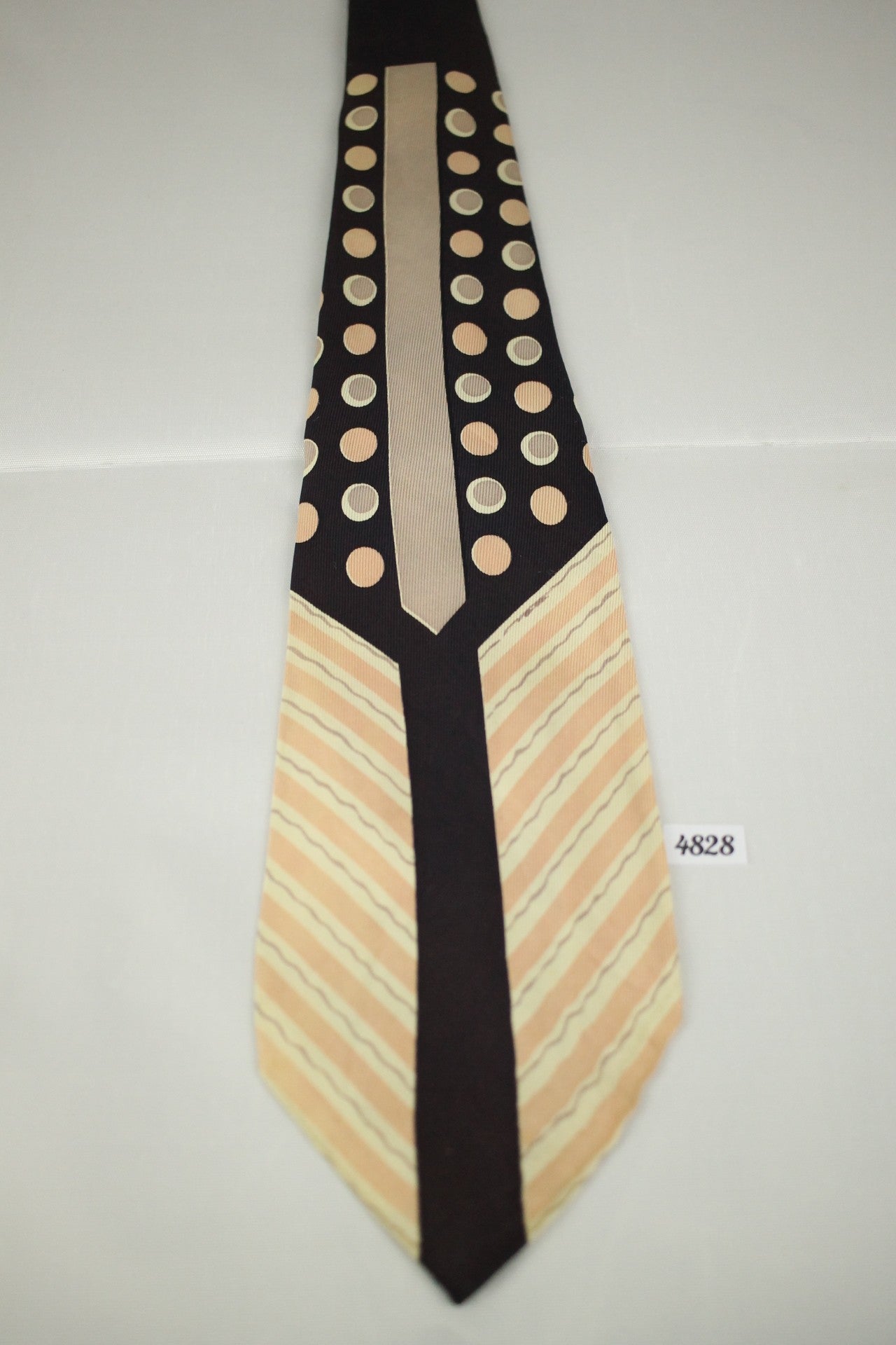 Vintage 1940s/50s Pink Brown Spots Stripes Swing Tie