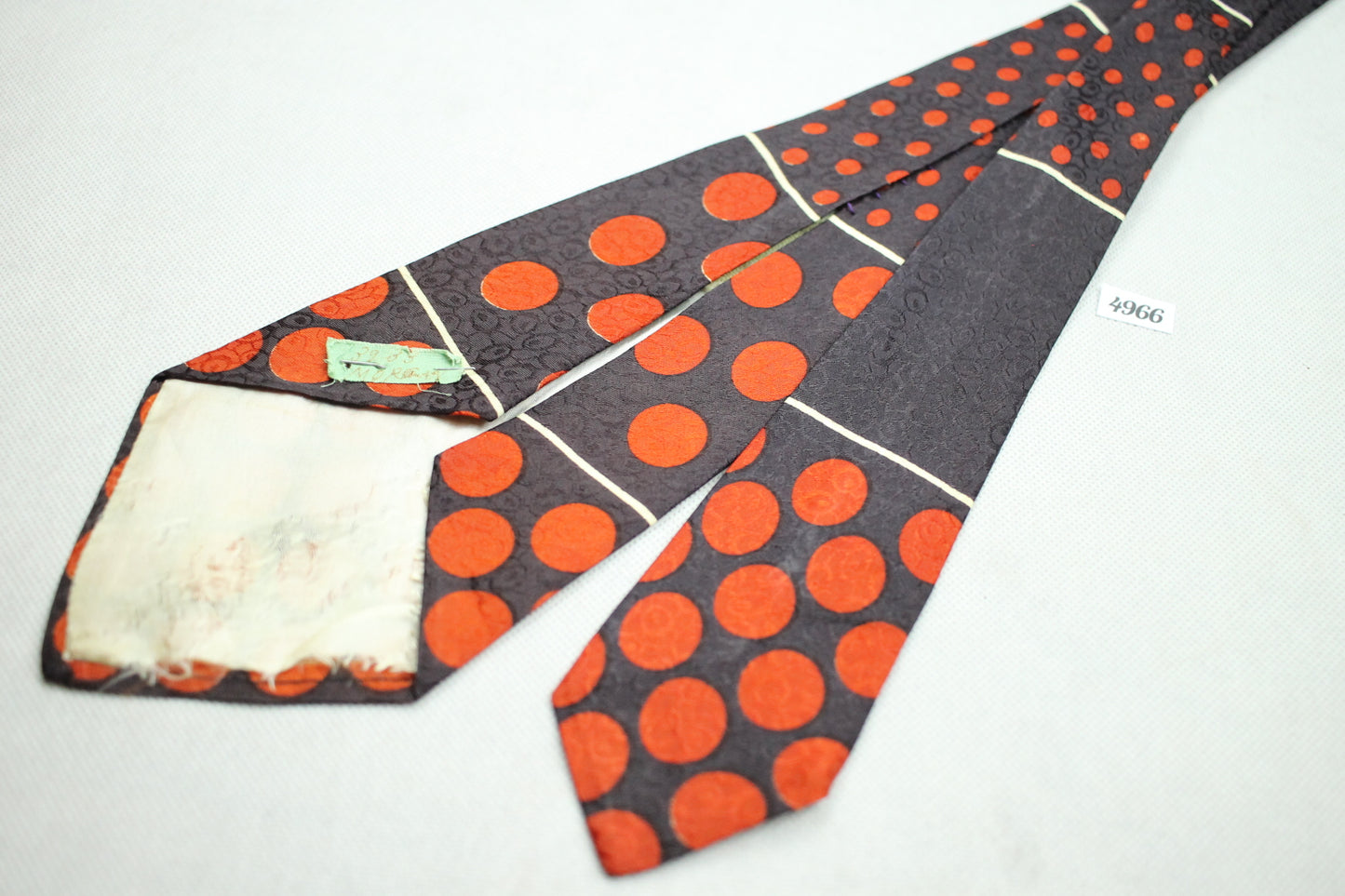 Vintage Yellowstone Prints Swing Tie 1940s/50s Navy Jacquard Red Spots