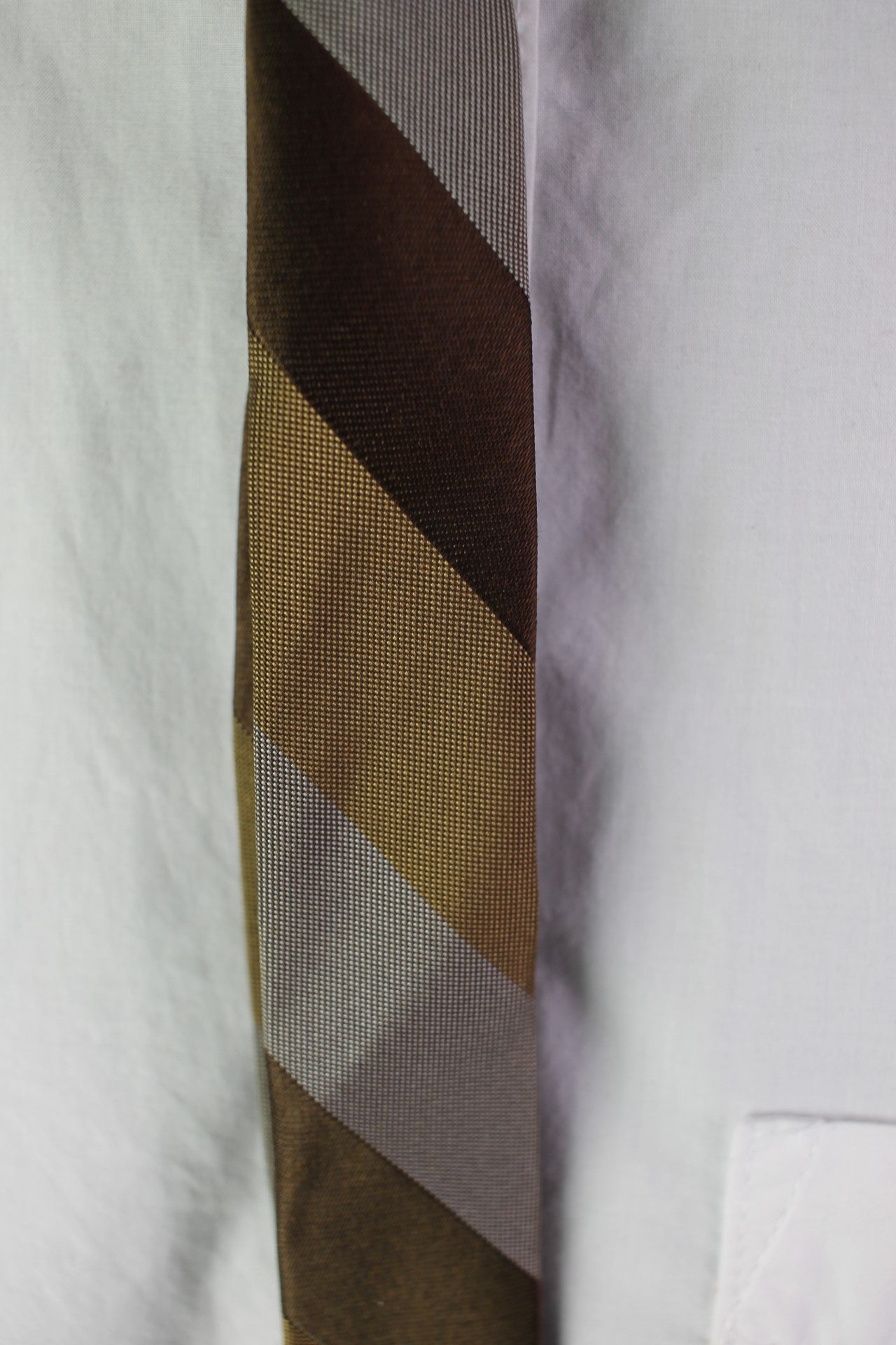 Vintage brown gold silver striped pattern skinny tie