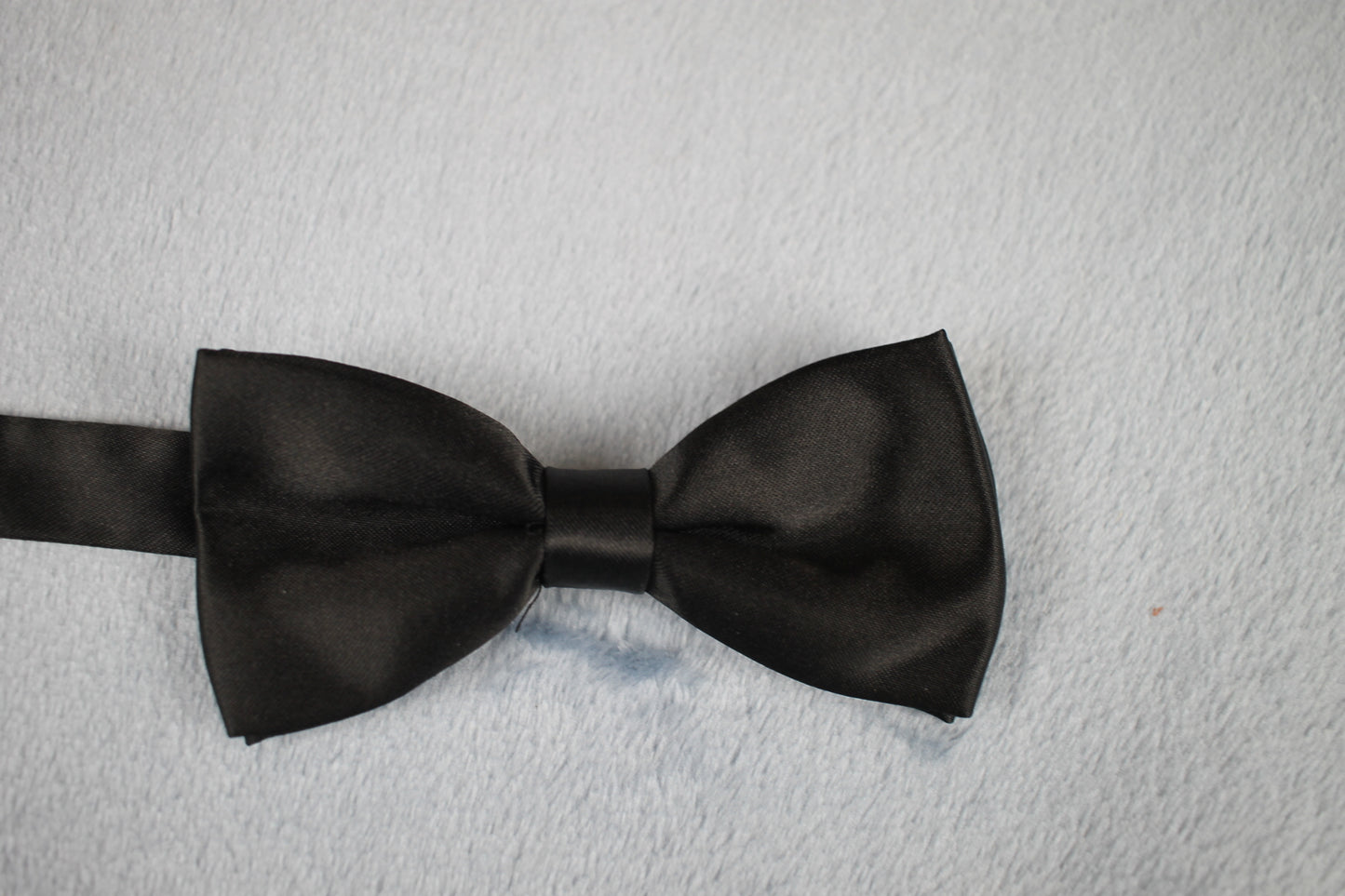 Vintage pre-tied black satin 1970s bow tie adjustable