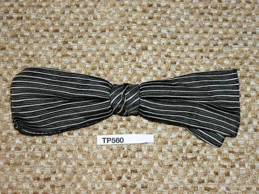 Vintage black white stripe clip on bow tie