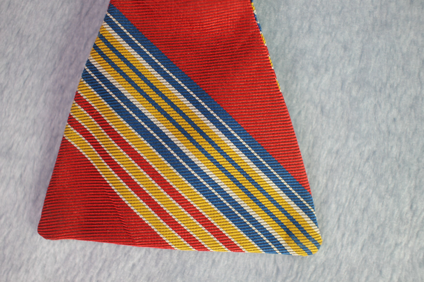 Vintage self tie thistle end red yellow blue striped pattern bow tie adjustable