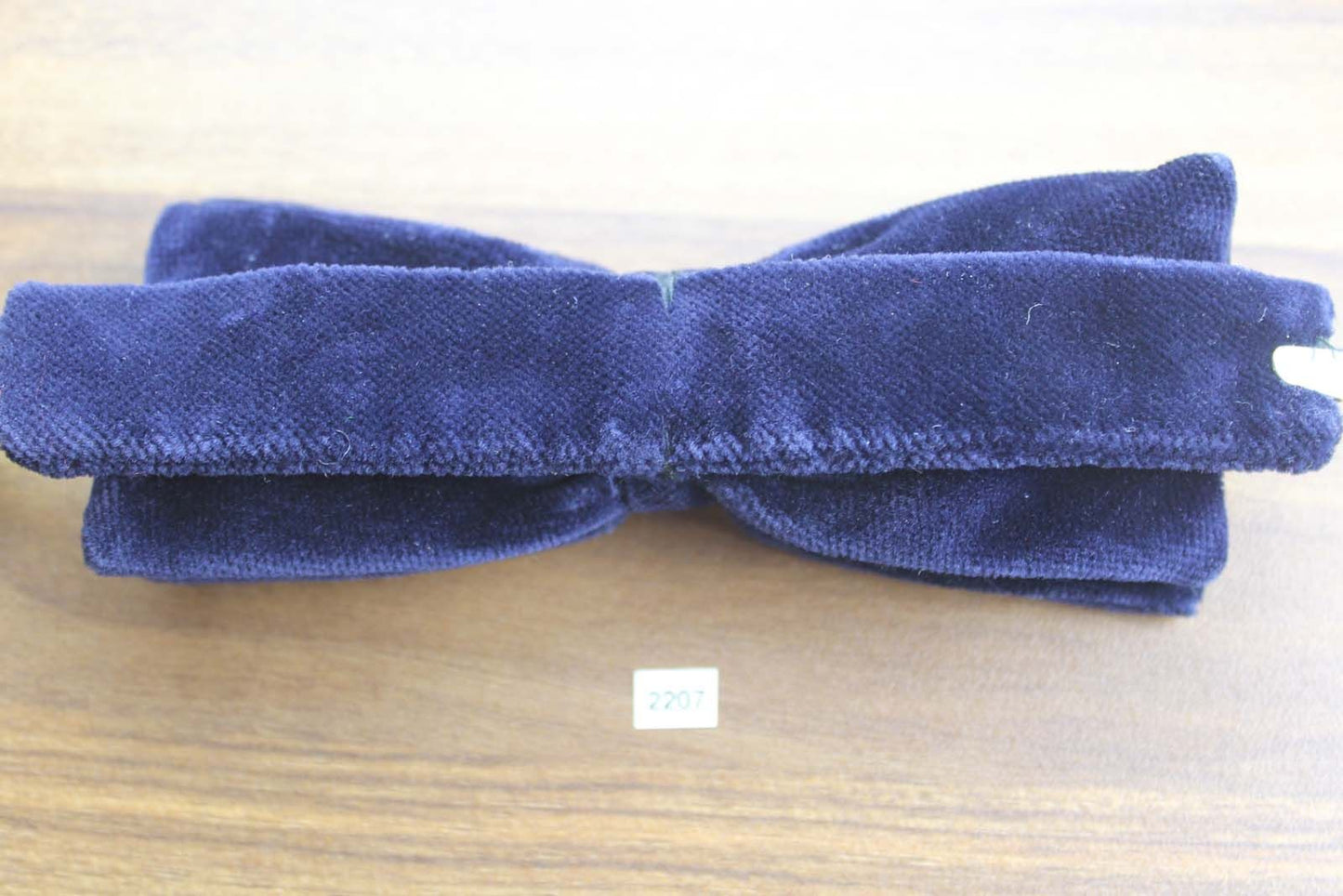 Vintage 1970s Pre Tied Bow Tie Navy Velvet One Size