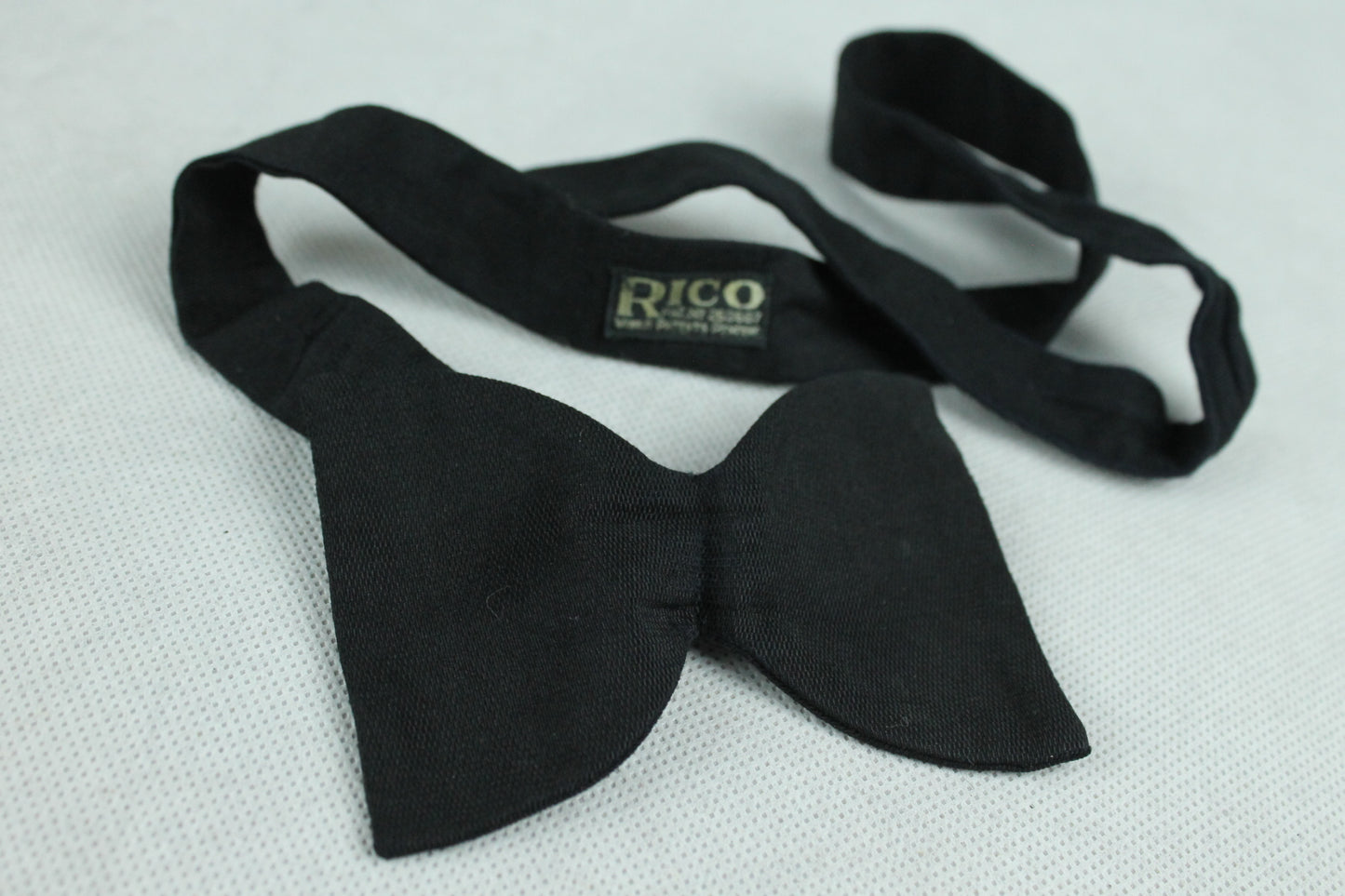 Vintage Rico Black Single Butterfly End Self Tie Bow Tie