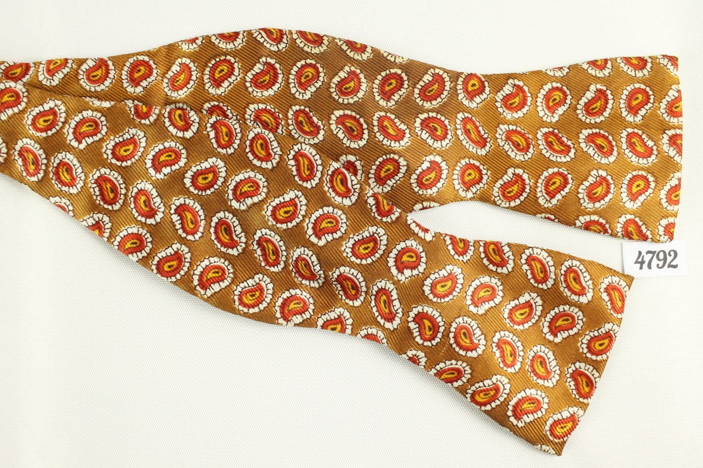 Vintage self tie thistle end copper paisley bow tie adjustable