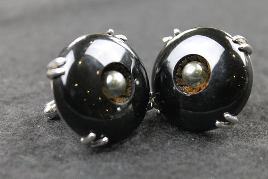 Vintage Huge Black Button Style Cufflinks