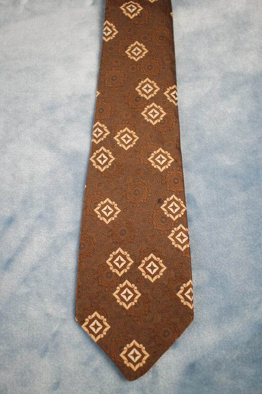 Vintage Tootal 1960s 2 tone brown pattern kipper tie