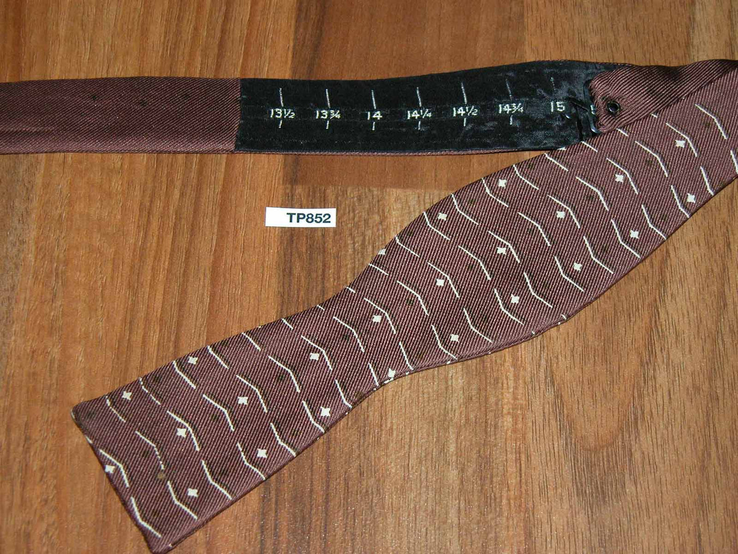 Vintage Silk Brown Cream Pattern Self Tie Bow Tie Thistle Shape Square Ends Adjustable