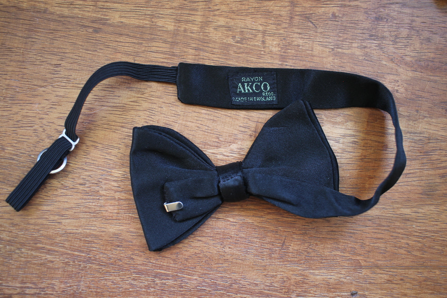 Vintage Akco pre-tied black classic bow tie adjustable