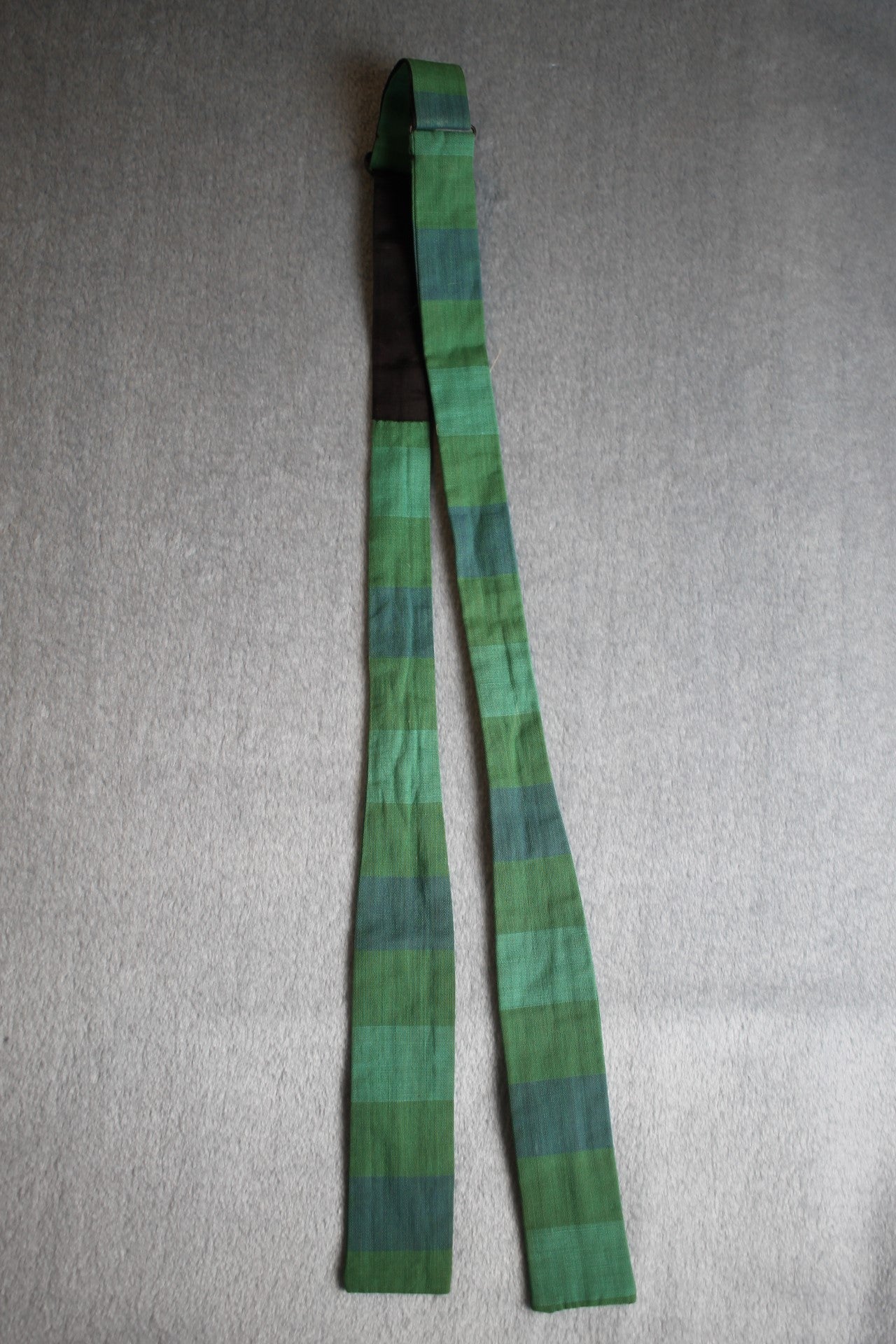 Vintage Rooster self tie paddle end green blue check bow tie adjustable