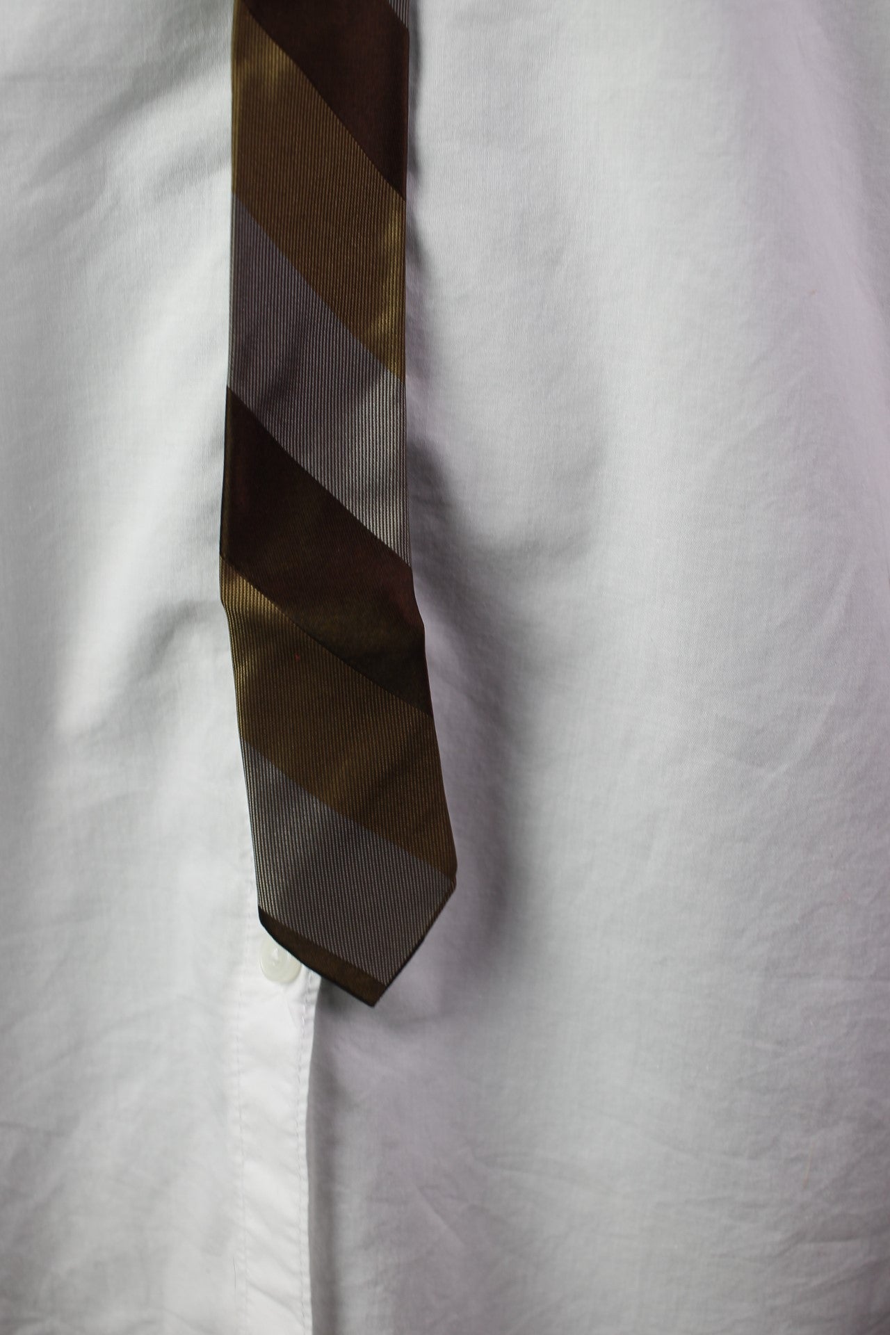 Vintage brown gold silver striped pattern skinny tie