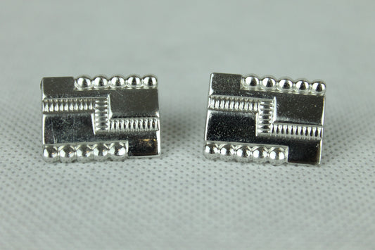 Vintage Chunky Silver Metal Oblong Cufflinks