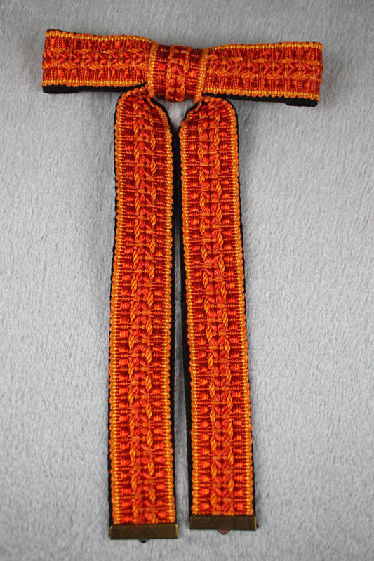 Vintage Style New Burnt Orange Black Clip On Western Cowboy Kentucky Bow Tie