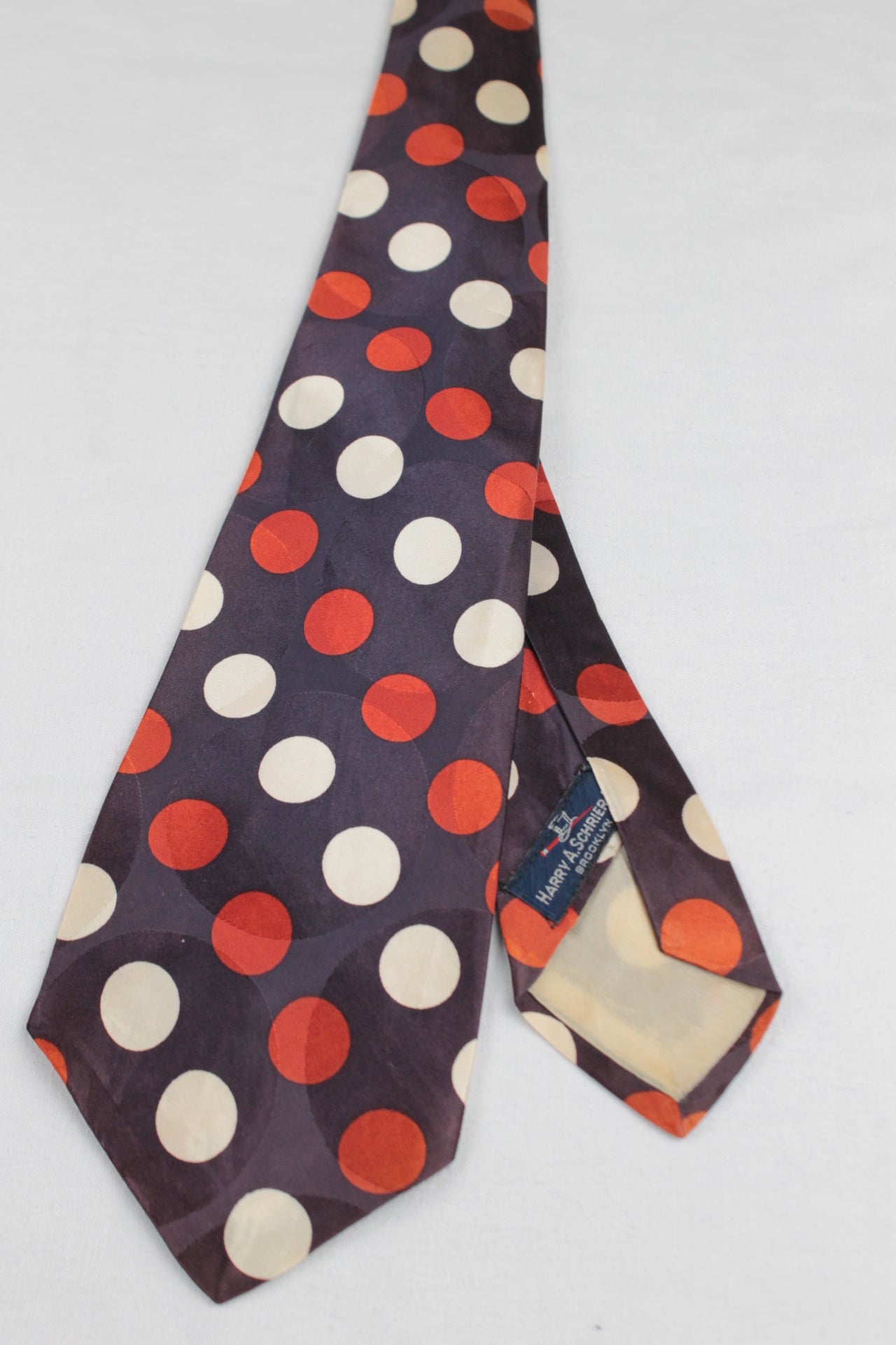 Vintage Harry A Schrier Brooklyn Purple Red Silver Dot Pattern Swing Tie 1940s/50s