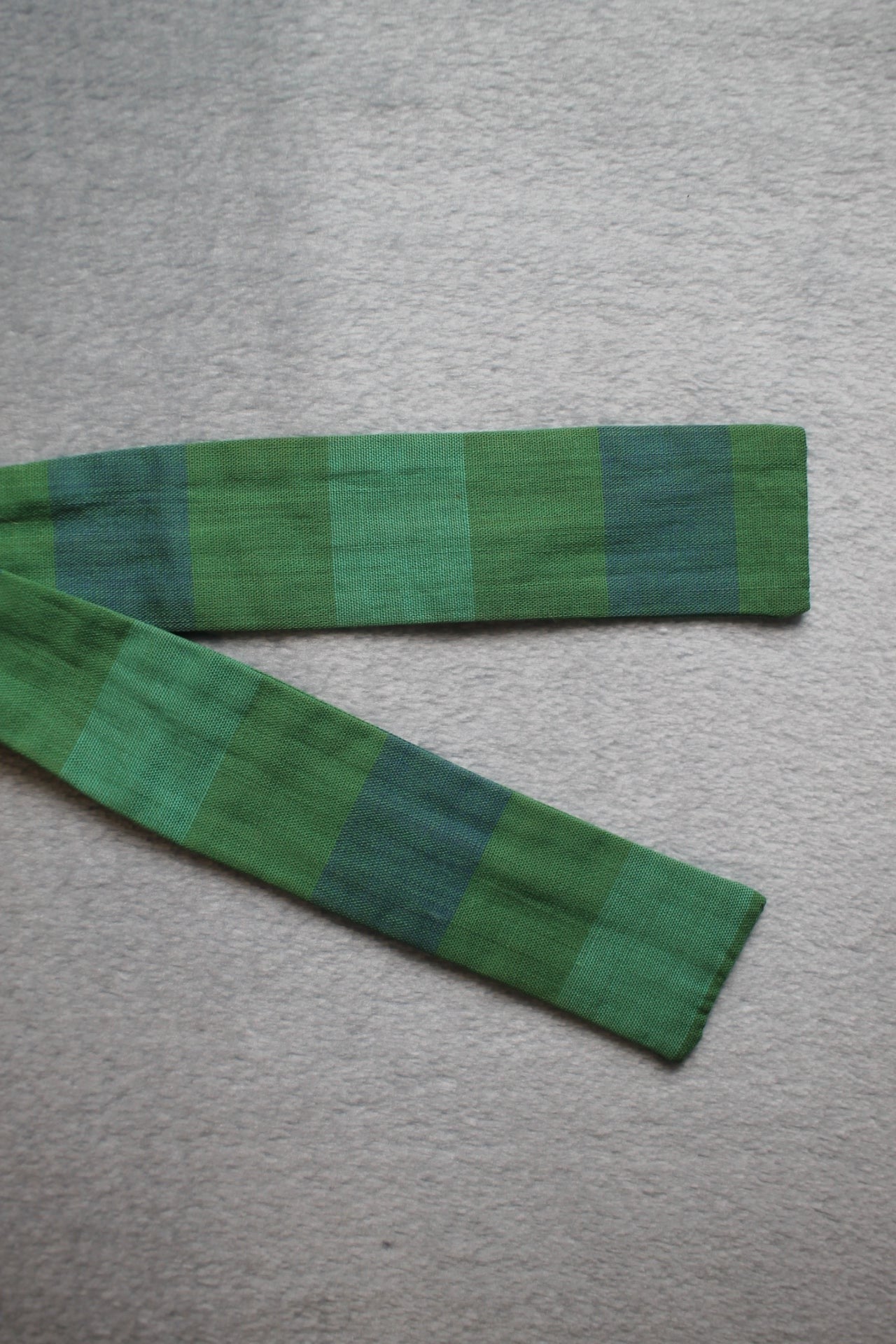 Vintage Rooster self tie paddle end green blue check bow tie adjustable