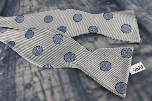 Superb Stafford Spots Pattern Grey Blue Self Tie Square End Thistle Bow Tie