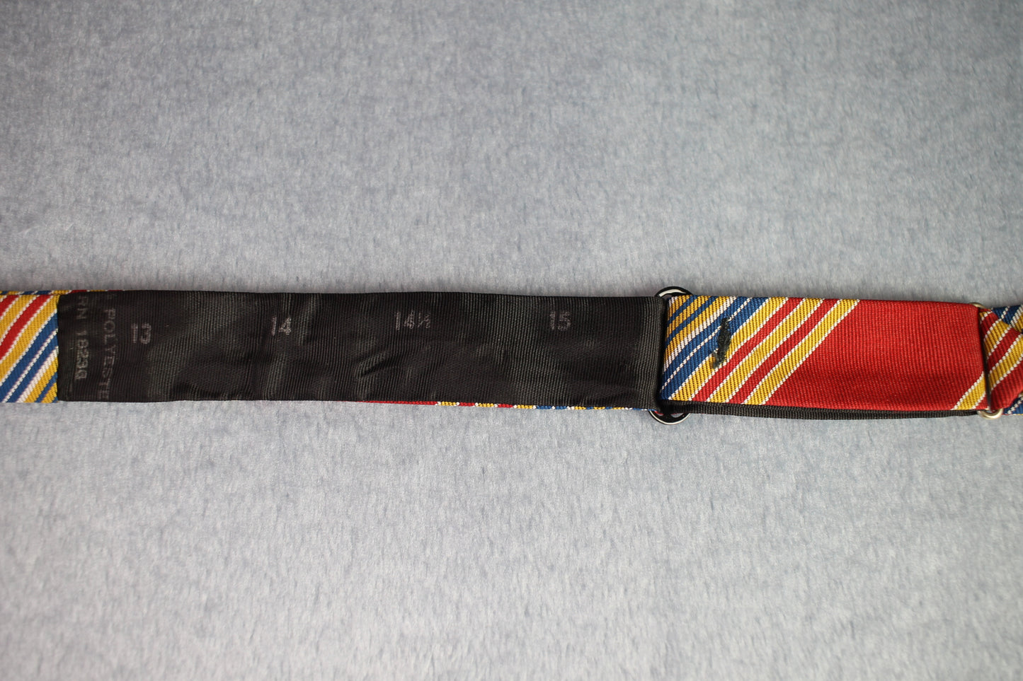 Vintage self tie thistle end red yellow blue striped pattern bow tie adjustable