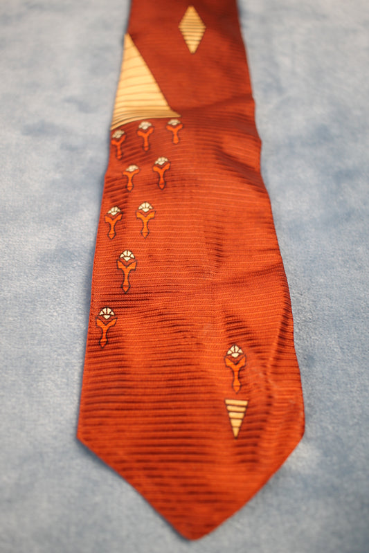 Vintage Famous Barr Co 1940s/50s bronze gold pattern tie