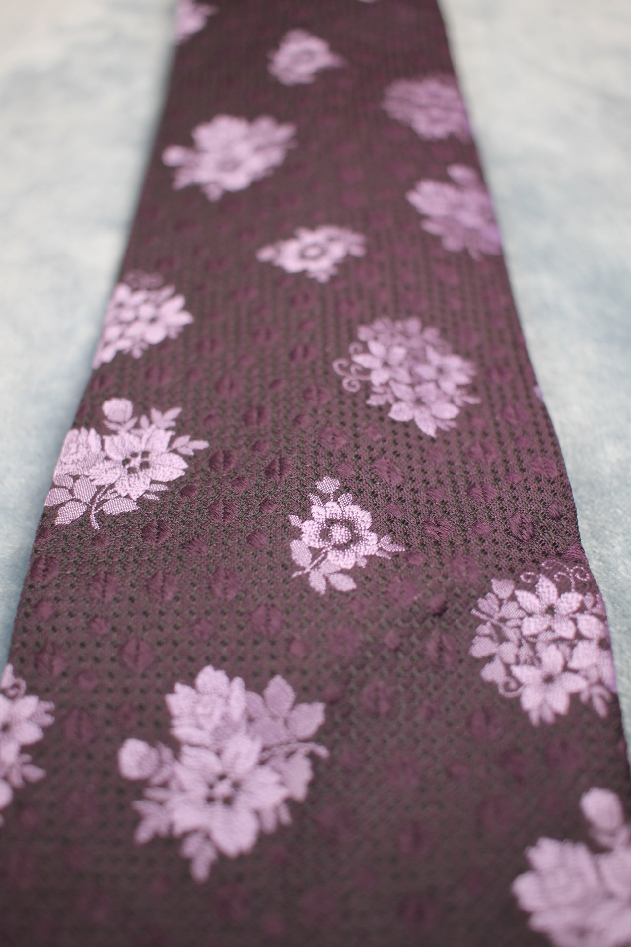 Vintage Tootal 1960s 2 tone purple floral kipper tie