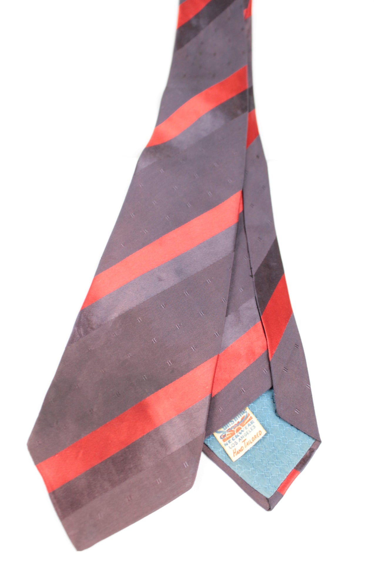 Vintage Sunshine Neckwear California Grey Purple Red Striped Tie 1930s