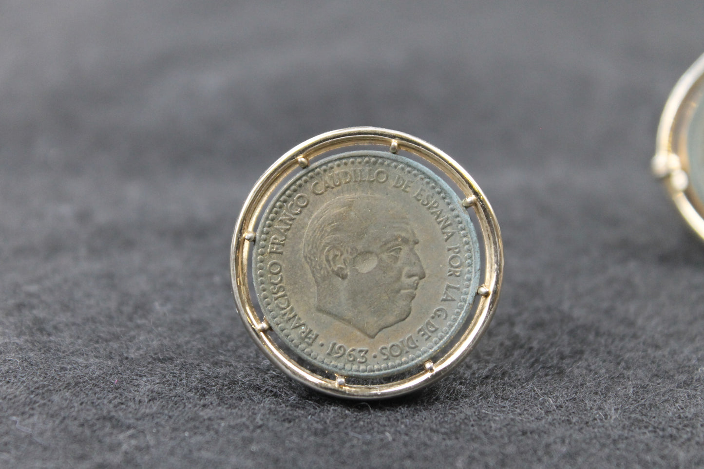 Vintage Coin Cufflinks with 1963 1 Peseta Franco Coins