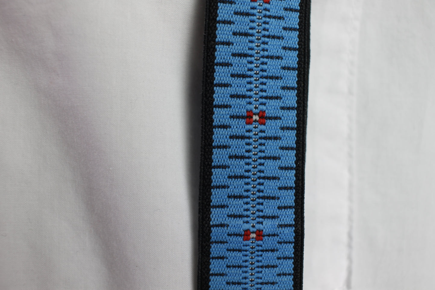 Vintage bright blue red pattern elasticated braces silver metal clips adjustable