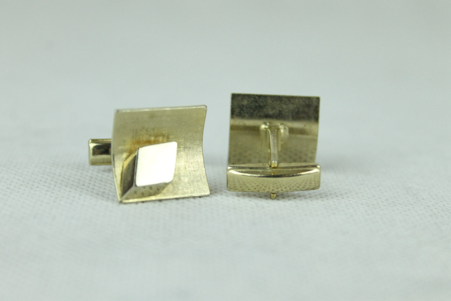 Vintage Curved Gold Square Cuff Links
